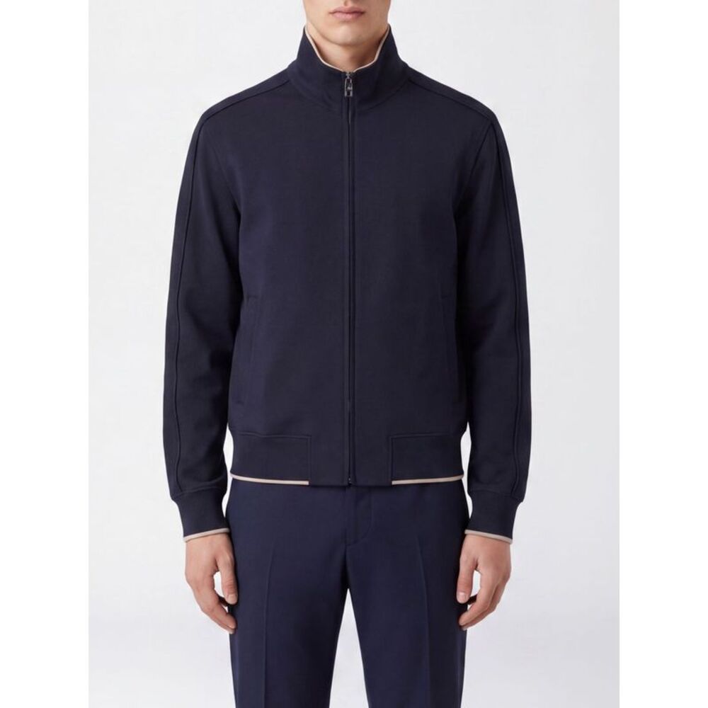 Dolce & Gabbana Jersey Bomber Jacket With Turtleneck Collar And Zip Closure